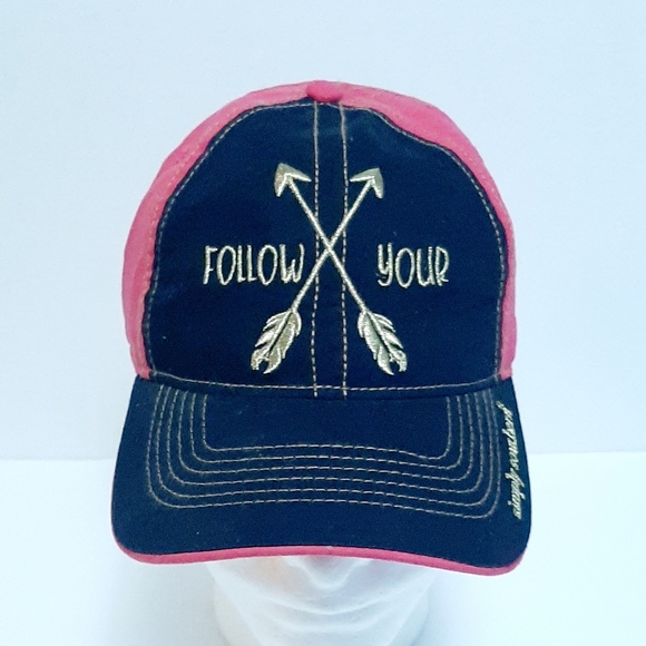 Simply Southern Accessories - Simply Southern Women's Pink/Black Follow Your Arrow Adjustable Hat Cap NWOT